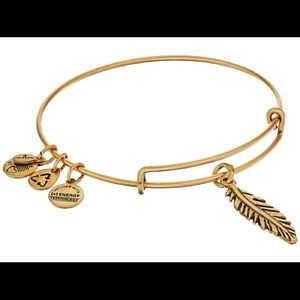 Alex and Ani Feather Charm Bangle Bracelet - Gold